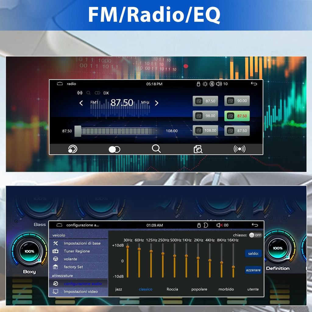 Autoradio 1 DIN 6.86" Écran Tactile IPS – CarPlay Sans Fil & Android Auto, Bluetooth, Caméra De Recul Offerte, EQ Puissant, USB/Type-C