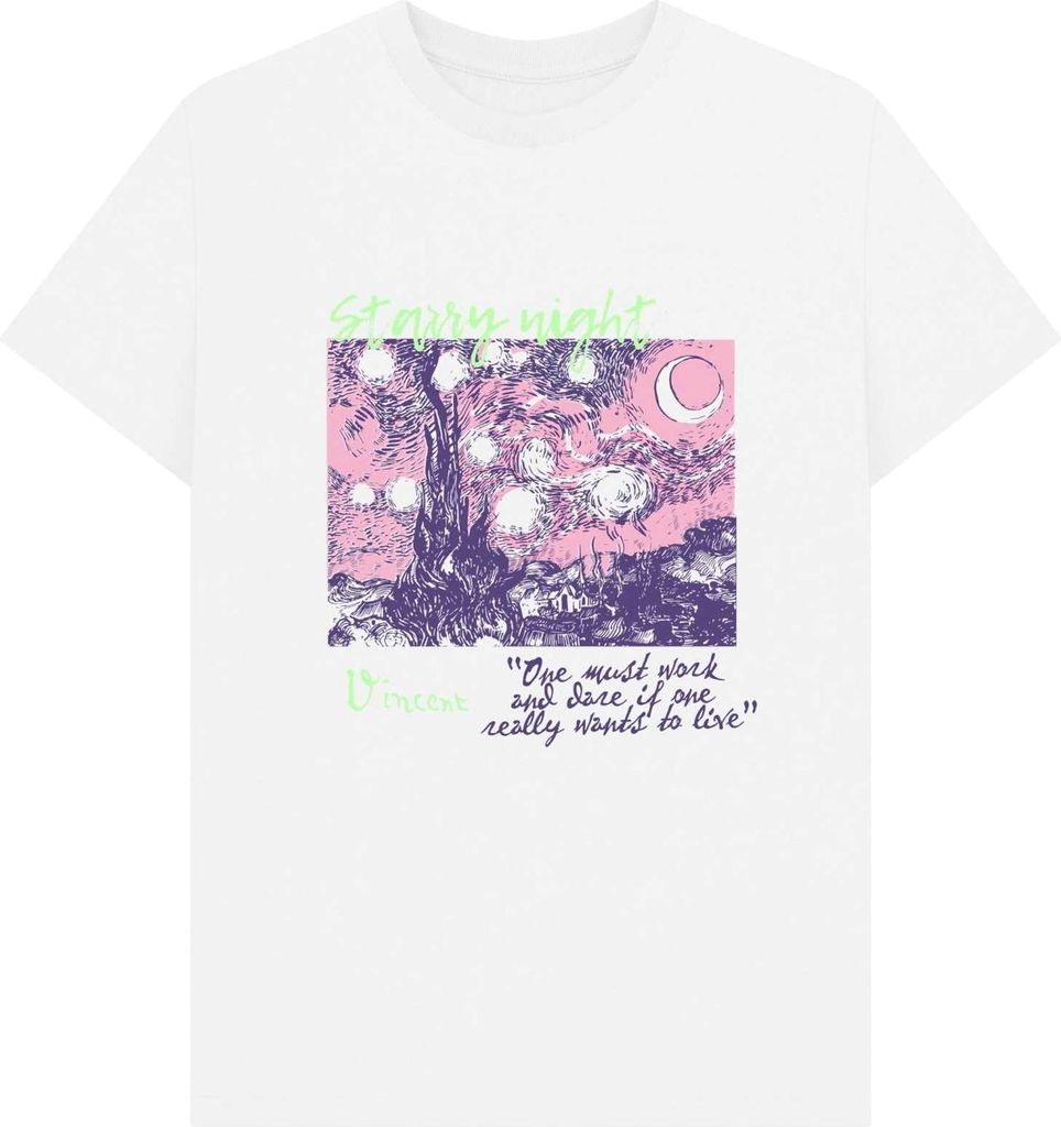 Apoh - "Starry Night" T-Shirt für Herren/Damen Uni PN1726 (S) (Weiß)