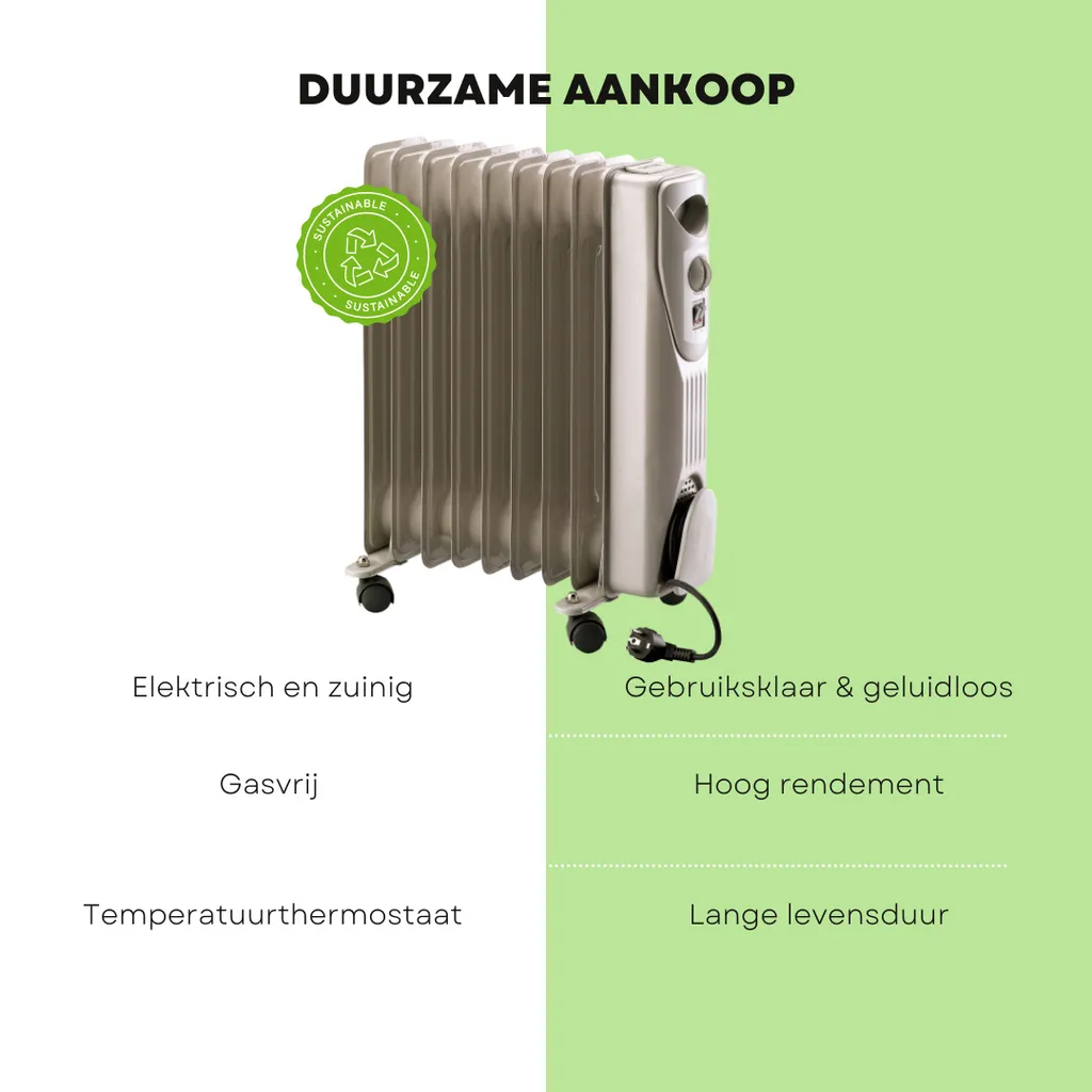 Radiateur à bain d'huile 2000W Blanc Kemper 048561 Holly - Chauffage Fixe