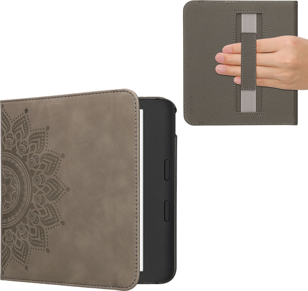 kwmobile Klapphülle kompatibel mit Kobo Kobo Libra Colour / Tolino Vision Color - Hülle aus Kunstleder für eReader - mit Handschlaufe - Aufgehende