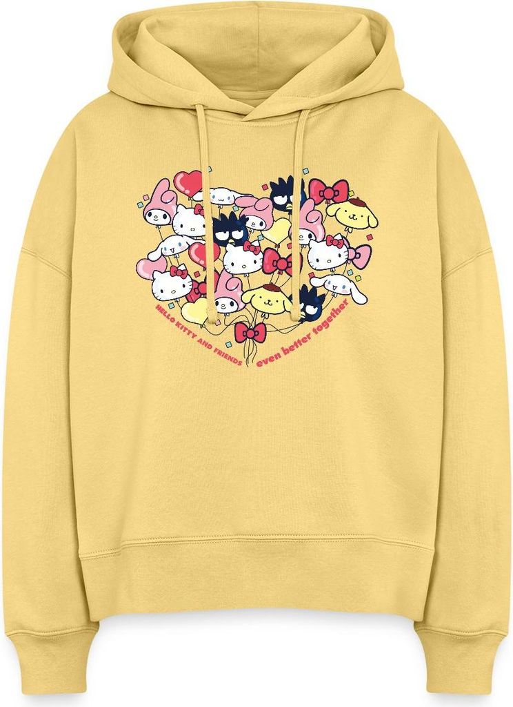 Spreadshirt Hello Kitty And Friends Ballons Frauen Boxy Organic Hoodie, S, Hellgelb