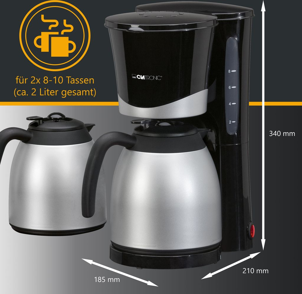 CLATRONIC KA 3328 Ekspres do kawy czarny, 8-10 filiżanek Zdjęcie produktu 10