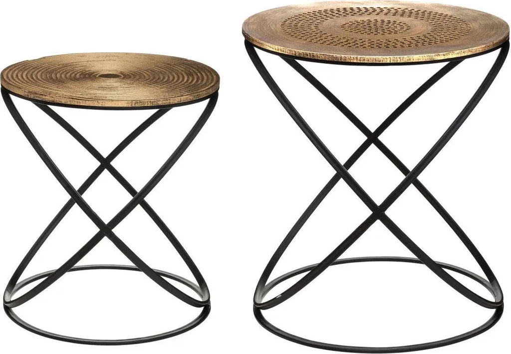 Table d'appoint ETNIK 2 pièces - Solution idéale pour petits salons et studios
