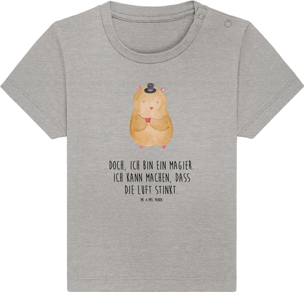 Mr. & Mrs. Panda T-Shirt Hamster Hut 0. - 6. Monat - Heather Grey - Geschenk, Zauberer, Magier, Zwerghamster, Babyshirt, Lustige Sprüche, Baby, Zy...