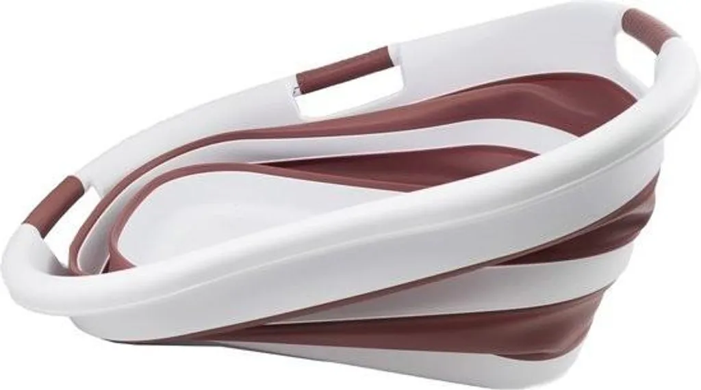 Panier à linge gain de place 40L - Design pliable blanc et vieux rose