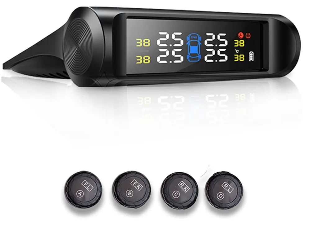 Manomètre de pression pneus TPMS solaire C240 avec 4 capteurs externes