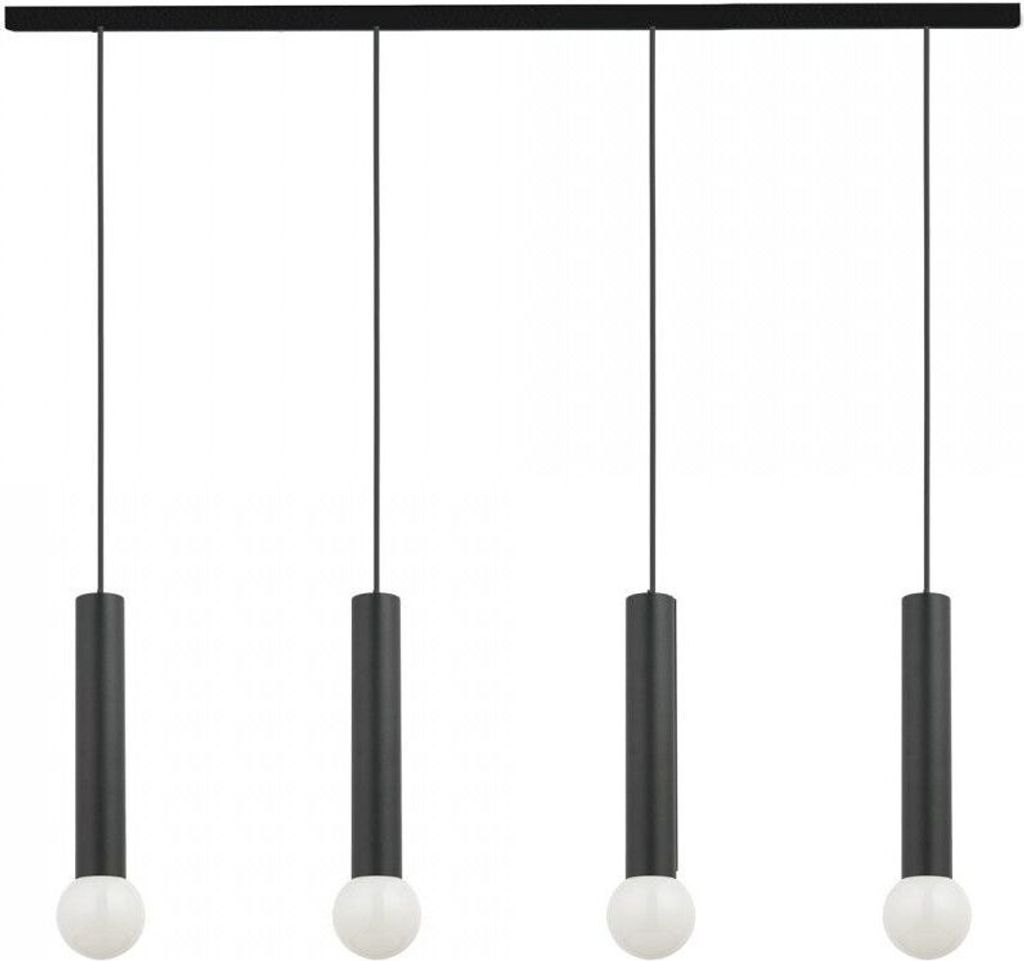 Hängelampe Schwarz Metall 4-flammig Modern Design länglich elegant BIDINA Wohnzimmer Esstisch Pendelleuchte