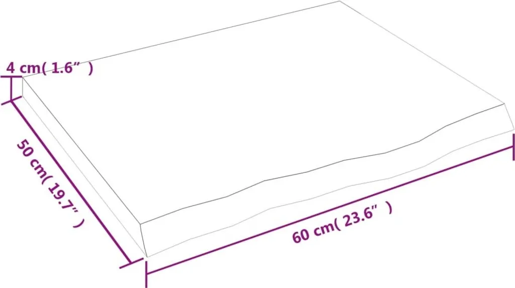 Piano Tavolo in Rovere Massello 60x50 cm | Legno Marrone Chiaro Trattato - 8