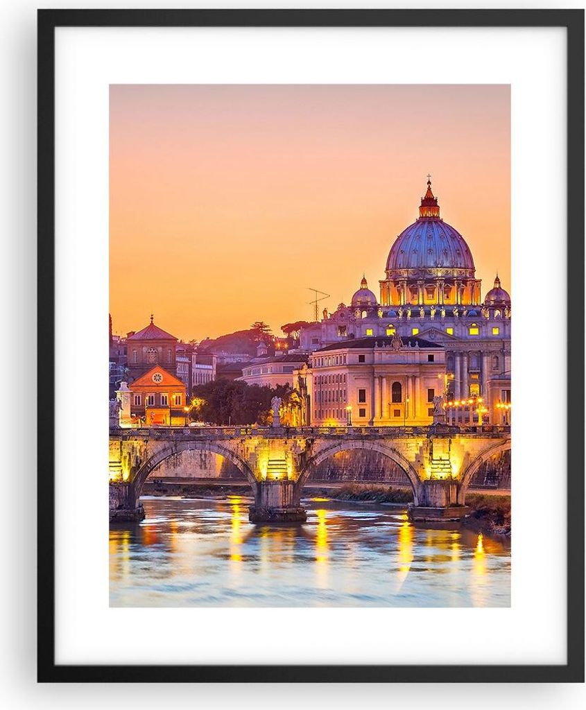 Gerahmtes Poster - Schwarzer Rahmen - Rom Italien Basilika Geschichte - 40x50 cm - Wand Bild - Wanddeko - Wandbilder - Wandposter - Bilderrahmen - ...