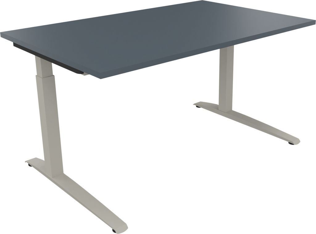 Schreibtisch Kufe Einzels. Quadrat B1400xT900xH650-850 si/Lavagrau