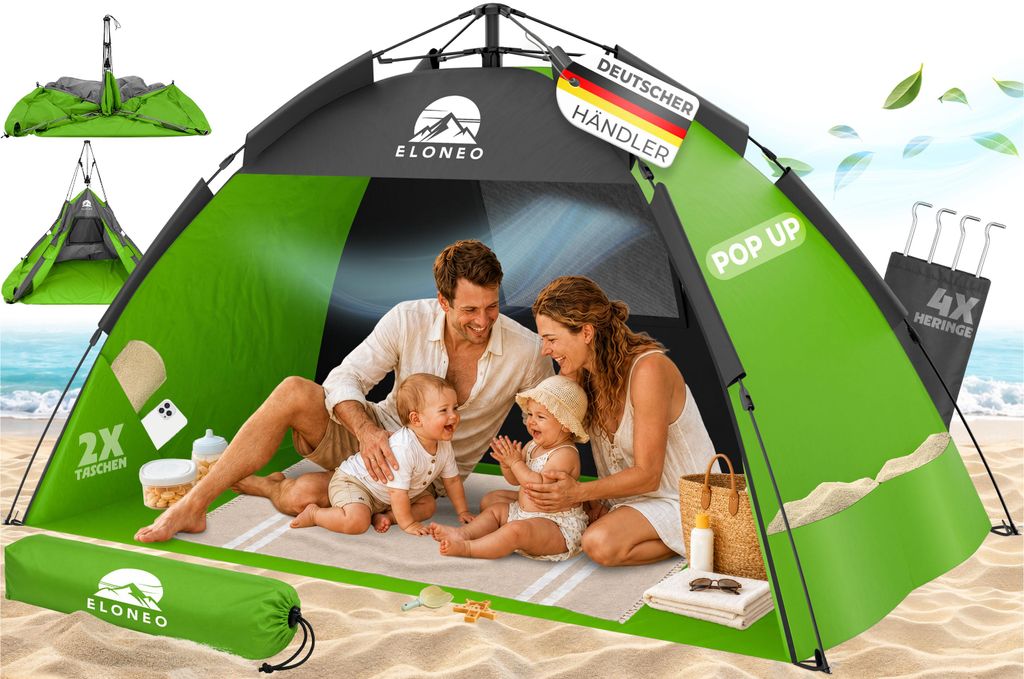 ELONEO Pop-Up Strandmuschel mit UV-Schutz 80+, leichter Produktbild 