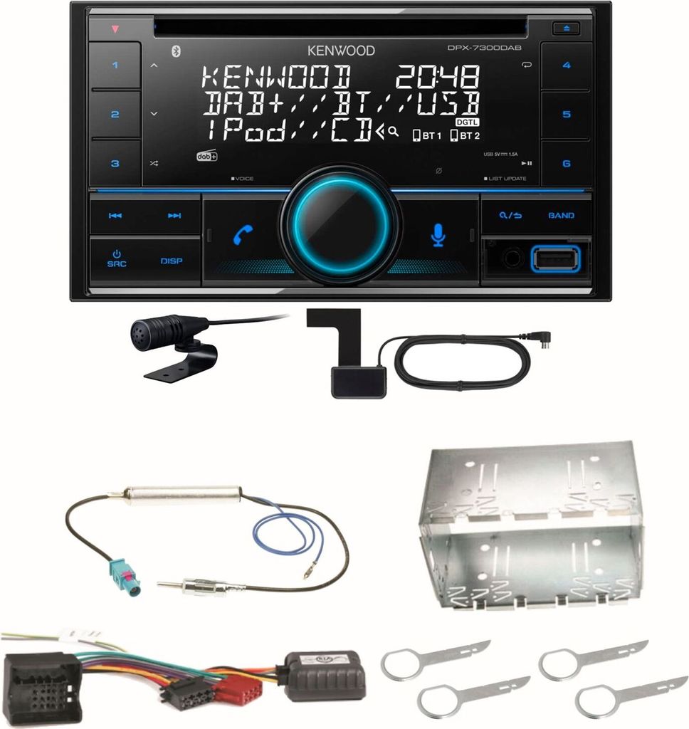 Kenwood DPX-7300DAB Bluetooth Digitalradio Einbauset für Fox Polo 9N3