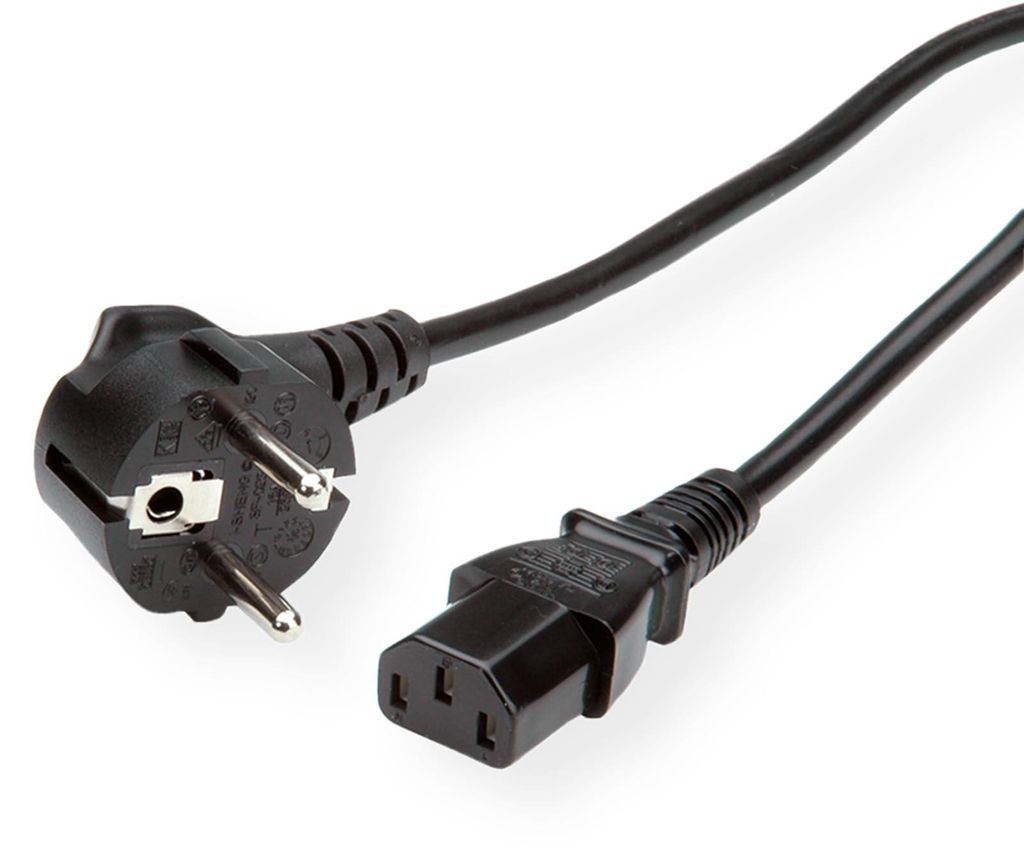 Kabel zasilający ROLINE, prosta wtyczka IEC, czarny, 0,6 m Zdjęcie produktu 