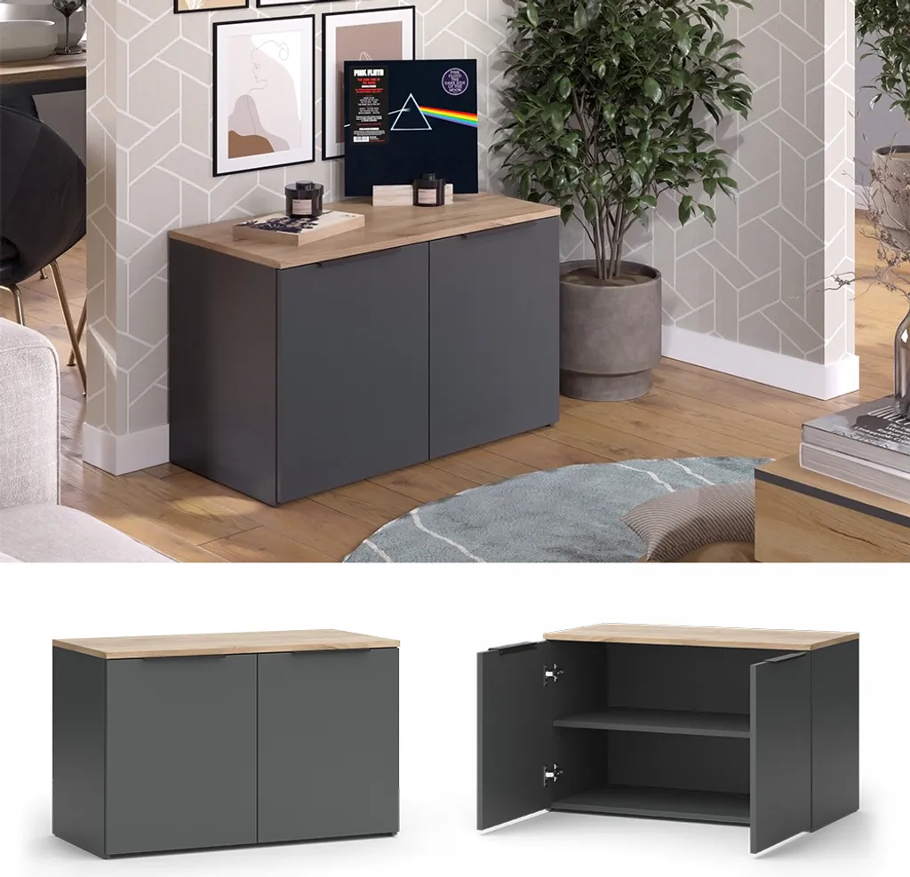 Petit Buffet Anthracite Vicco Wido : Solution de Rangement 80x50 cm - 2