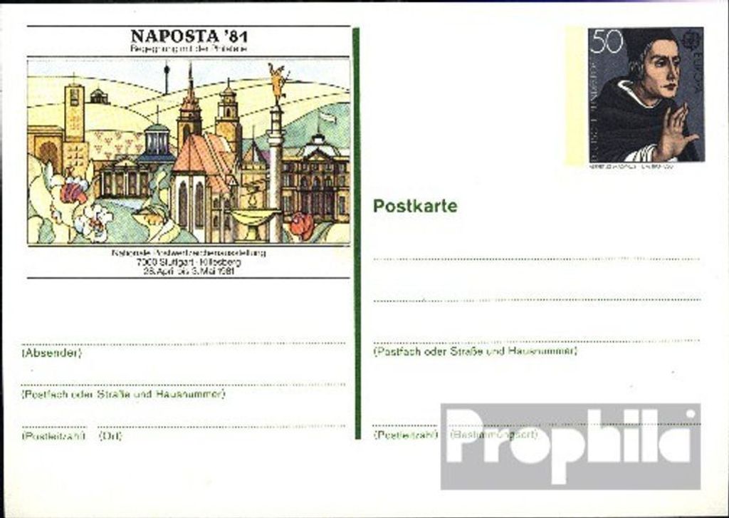 Belege Ganzsachen BRD (BR.Deutschland) 1981 PSo6 Sonderpostkarte gefälligkeitsgestempelt Albertus Magnus