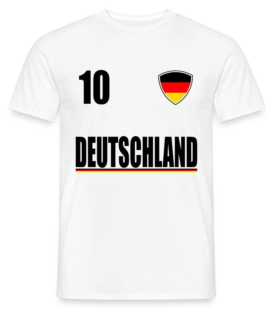 Spreadshirt Deutschland Nummer 10 Fußball Fan Deutschlandflagge Männer T-Shirt, 3XL, Weiß