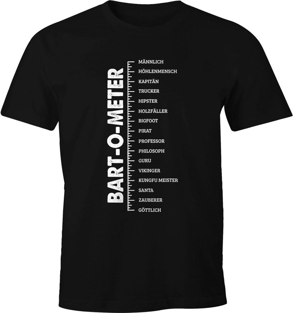 Herren T-Shirt Bart-O-Meter Skala Messlatte Lineal Skala Fun-Shirt Moonworks schwarz XXL