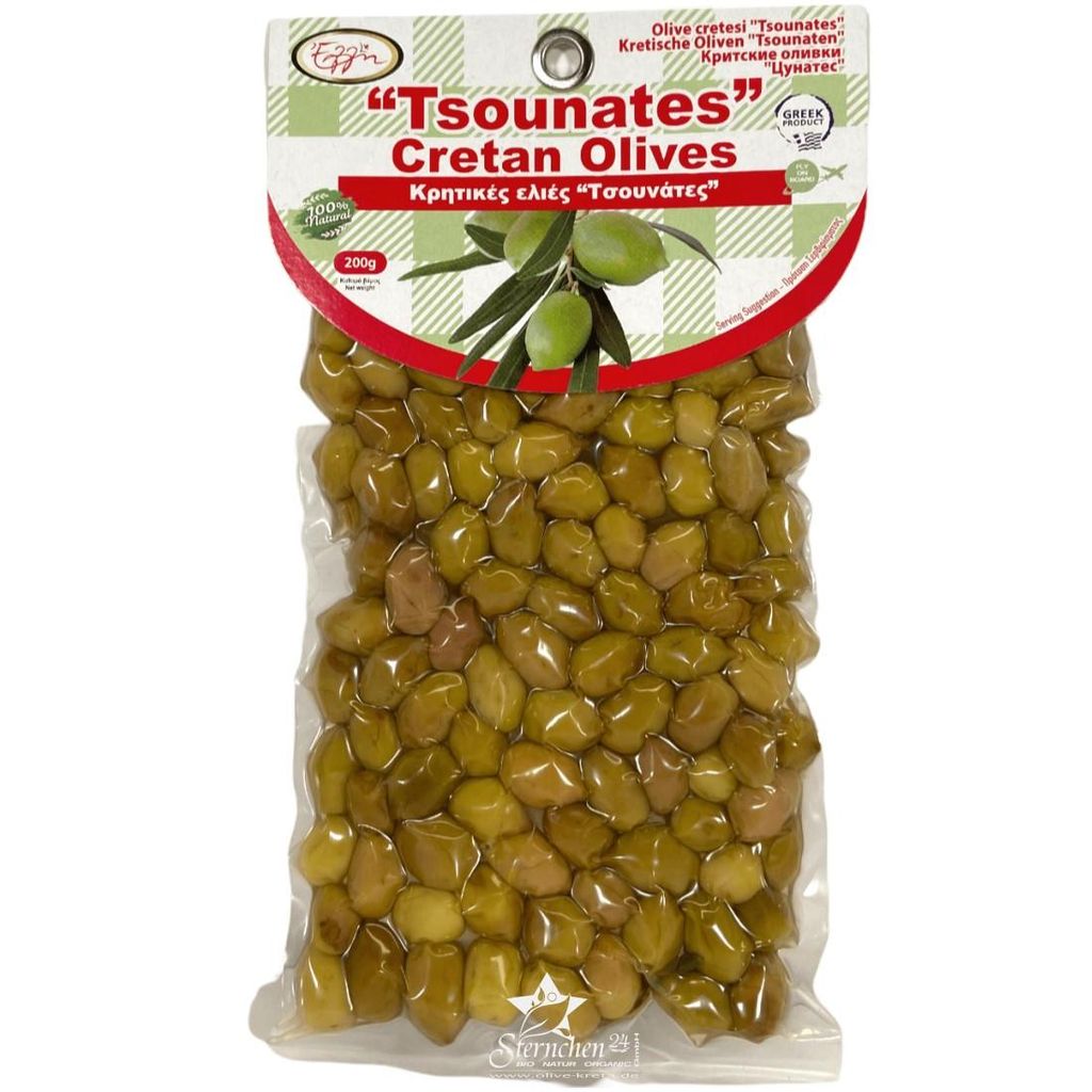 ELLIE 14701 Tsounati Kretische Oliven 200g im Vakuum ganze Frucht von Kreta