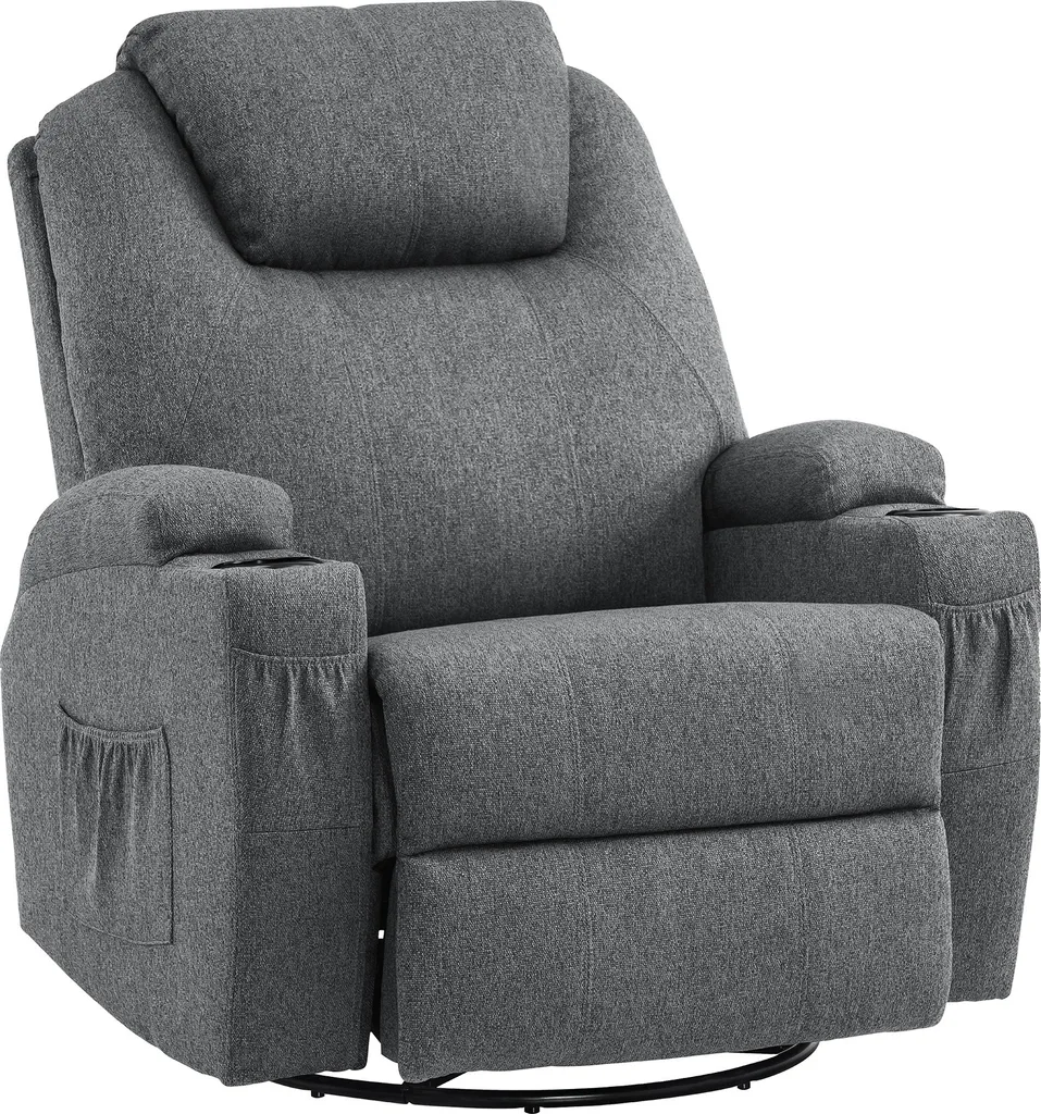 Fauteuil TV de massage chauffant 360° MCombo 7020DE relax en tissu gris