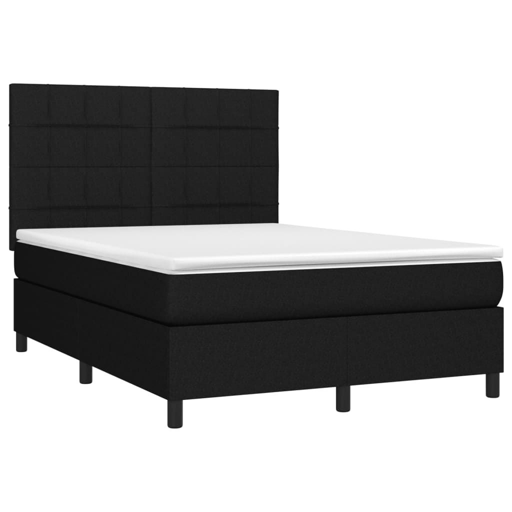 (Design 2026)Doppelbett - Boxspringbett mit Matratze Schwarz 140x190cm Stoff - Bettrahmen Klassische Betten HOMMIE 829250