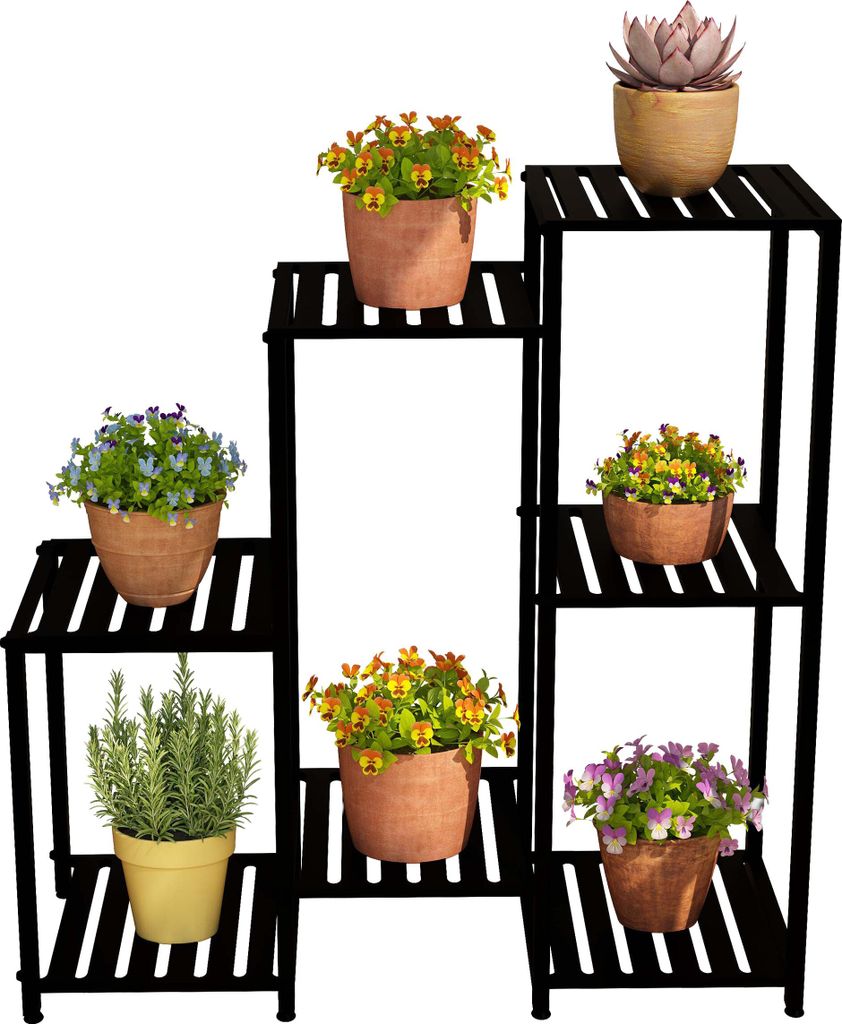 Relaxdays Blumenregal aus Metall, 7 Ablagen für Blumen- & Produktbild 