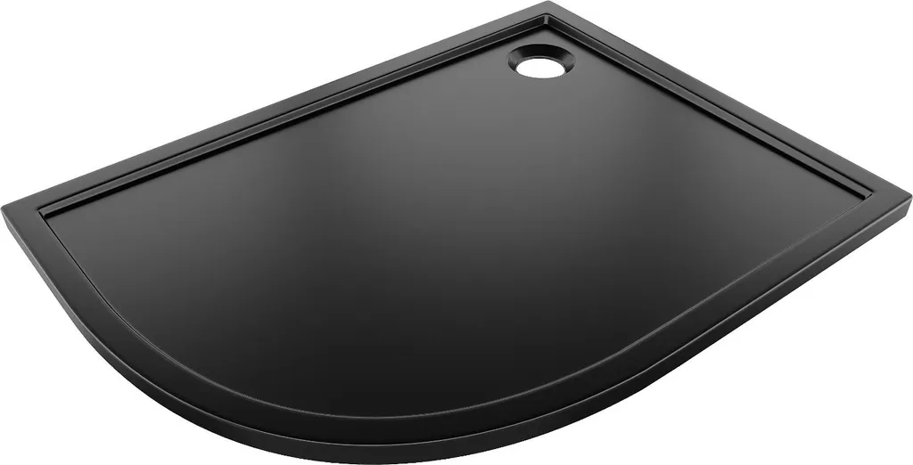 Mexen Flow piatto doccia semicircolare asimmetrico slim destro 90 x 80 cm, nero opaco - 46Q708090R