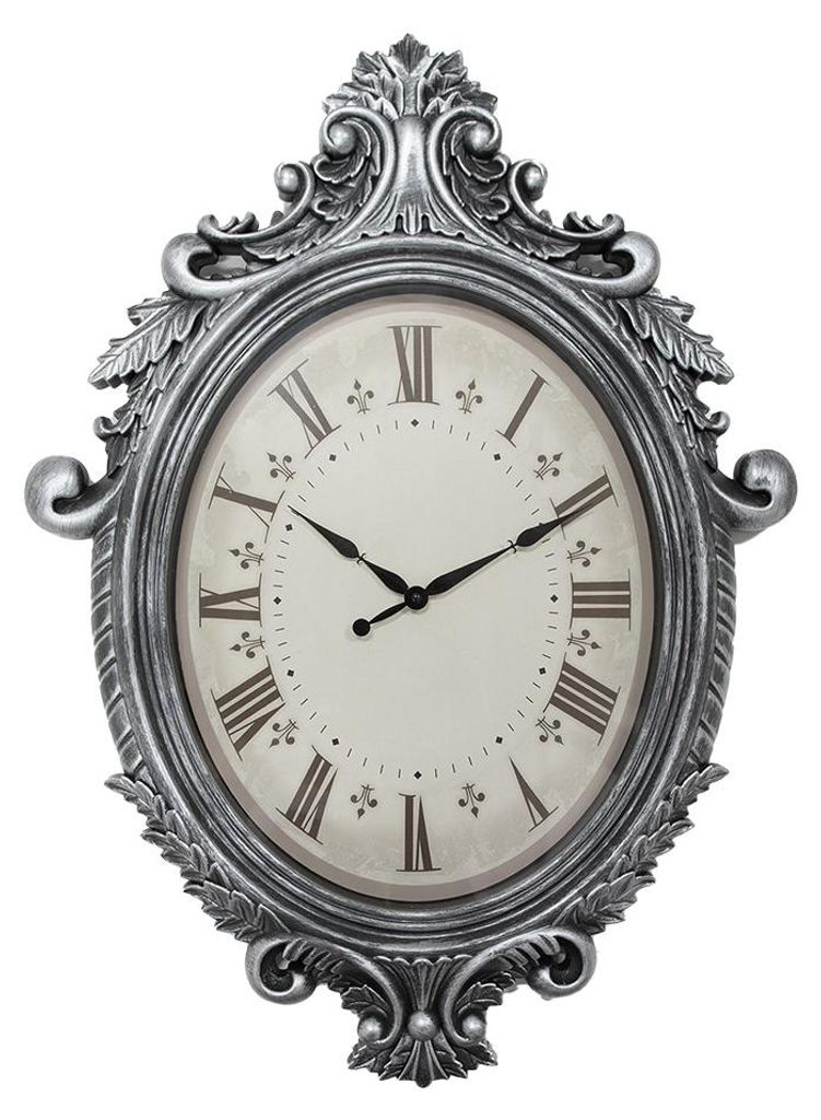 Clayre & Eef Wanduhr 56x6x76 cm Silberfarbig Kunststoff Produktbild 
