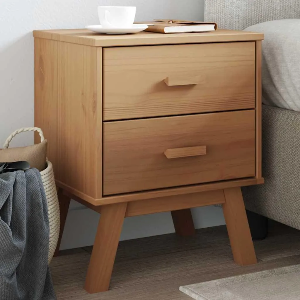 Table de nuit marron en pin massif OLDEN vidaXL - Finition authentique