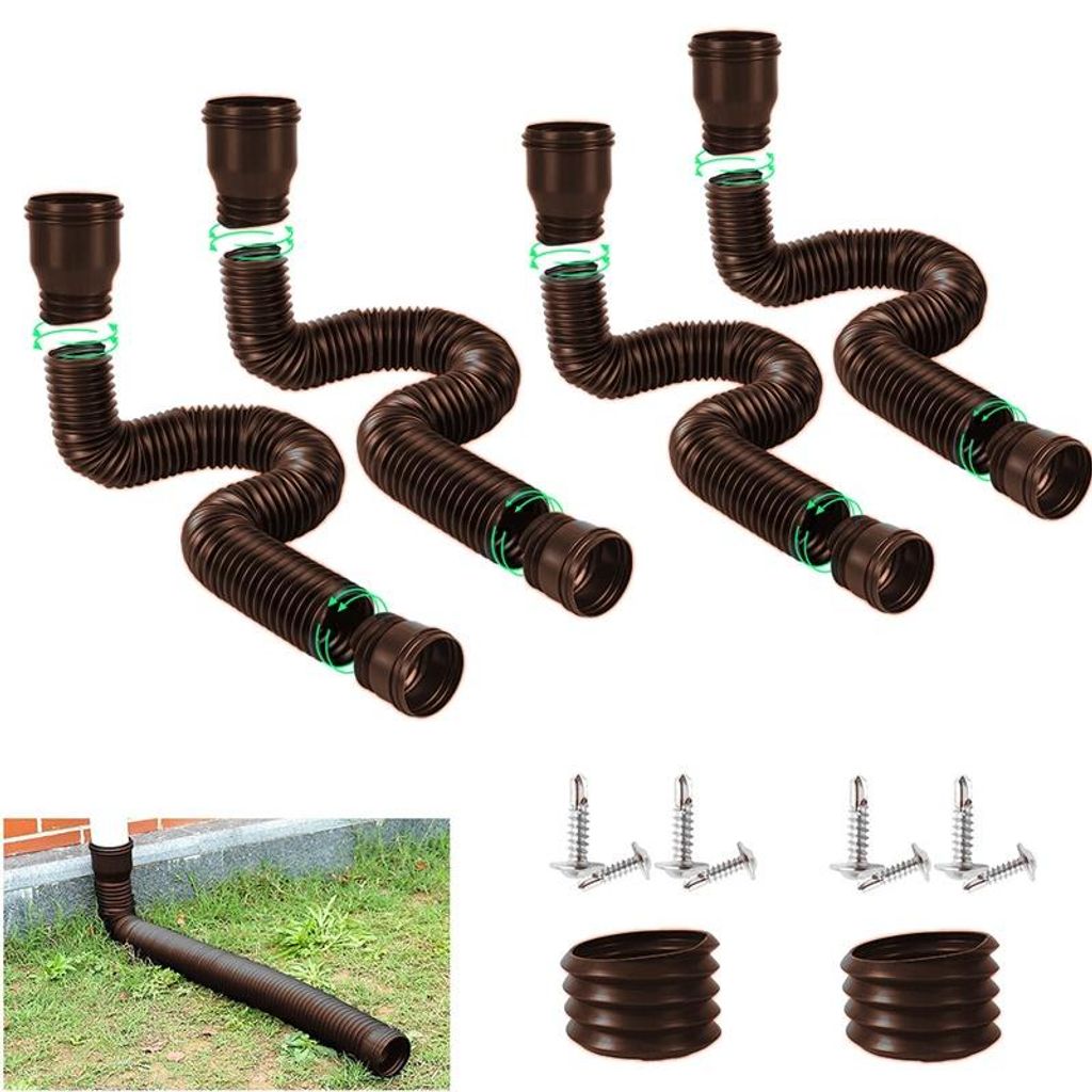 Lot de 4 rallonges flexibles pour tuyaux de descente d'eau Image du produit 