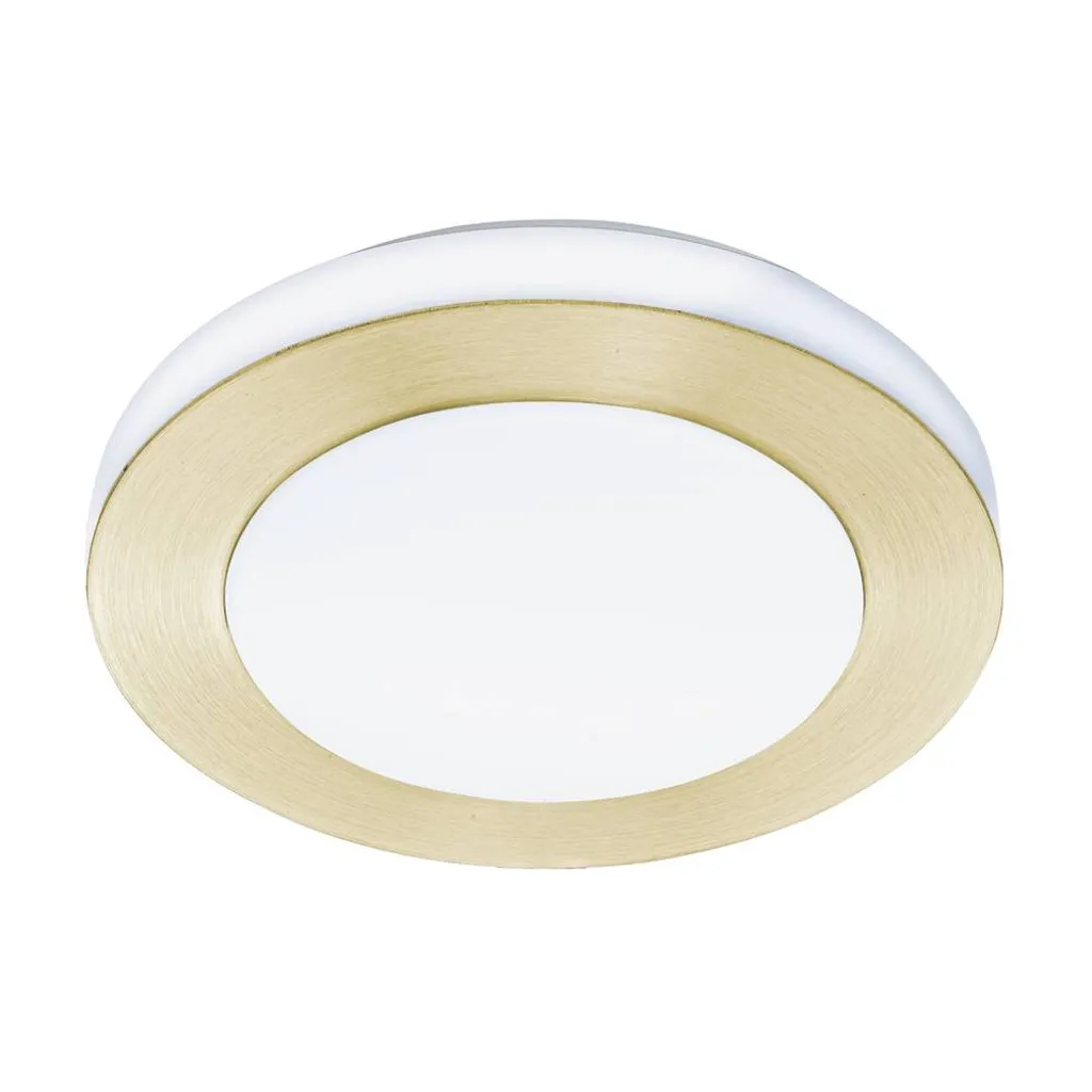Applique Murale LED Design IP44 Eglo Carpi Ø30cm Laiton et Blanc