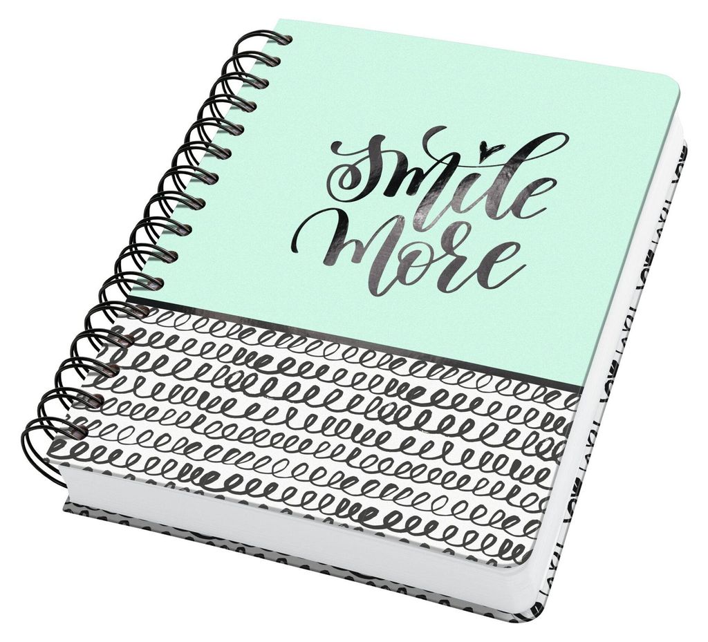 SIGEL JN623 Spiral-Notizbuch Jolie - Curly Mint - punktkariert (Dot-Lineatur) - 120 g/m² - ca. A5 - mintgrün, schwarz, weiß - Hardcover - 240 S....