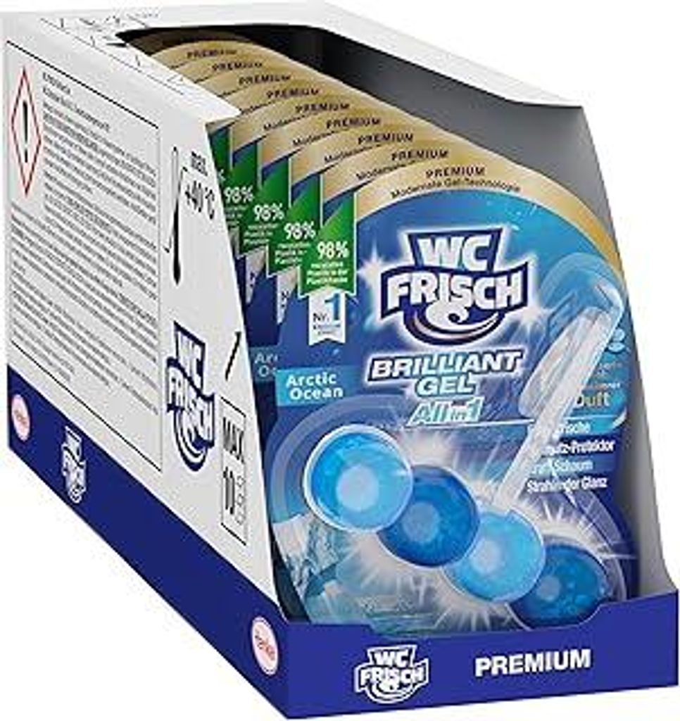 WC Frisch Brilliant Gel Arctic Ocean (11 Stück), WC-Reiniger & Duftspüler, All in 1 Formel mit Kraft-Schaum, Schmutz-Protektor, extra Frische und...