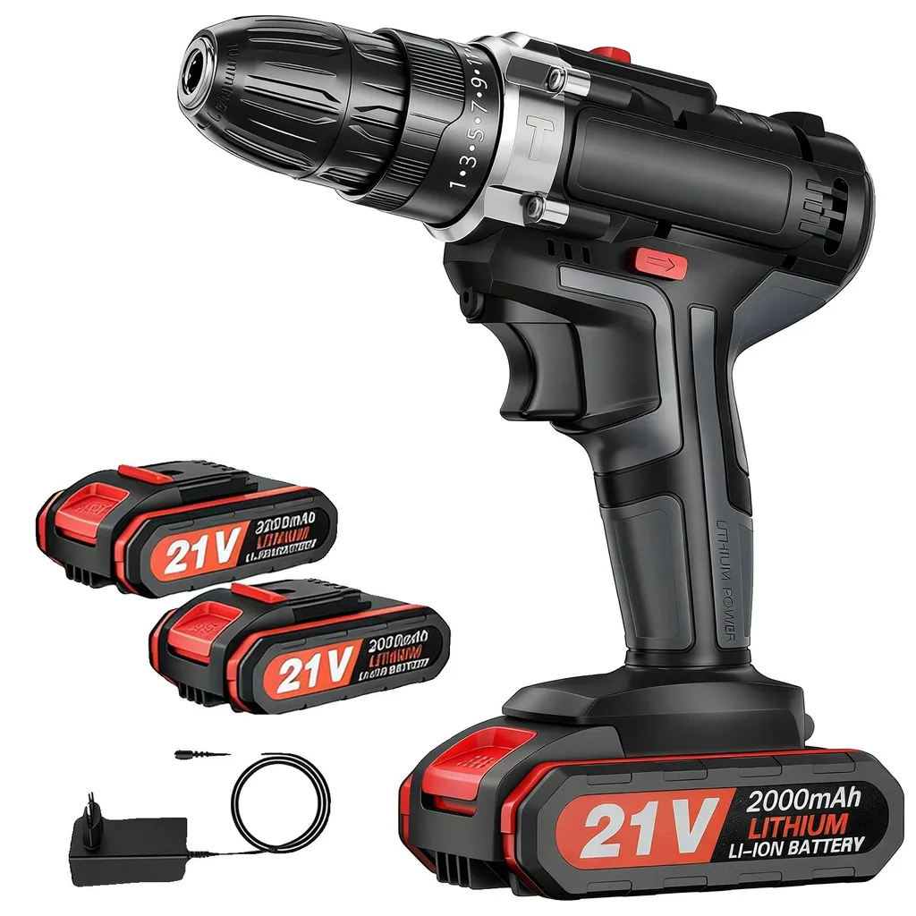 Perceuse visseuse ergonomique 18V avec set de 2 batteries rechargeables