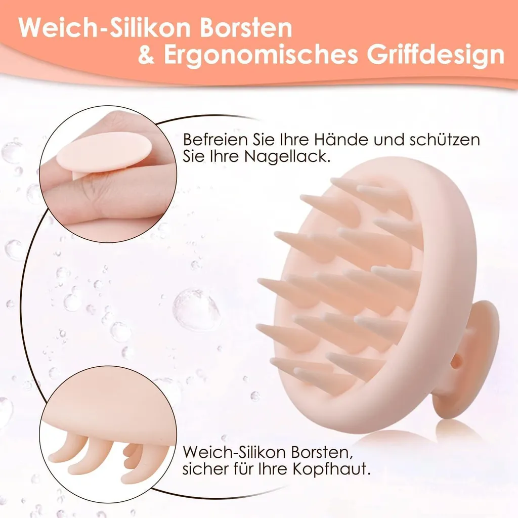 Spazzola Professionale Silicone Beige Massaggio Cute e Forfora - 3