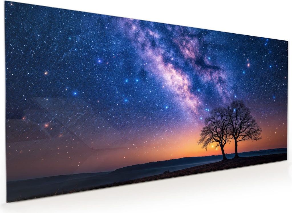 Küchenrückwand Spritzschutz Glas mit Motiv Sternenhimmel Baum 40 x 40 cm