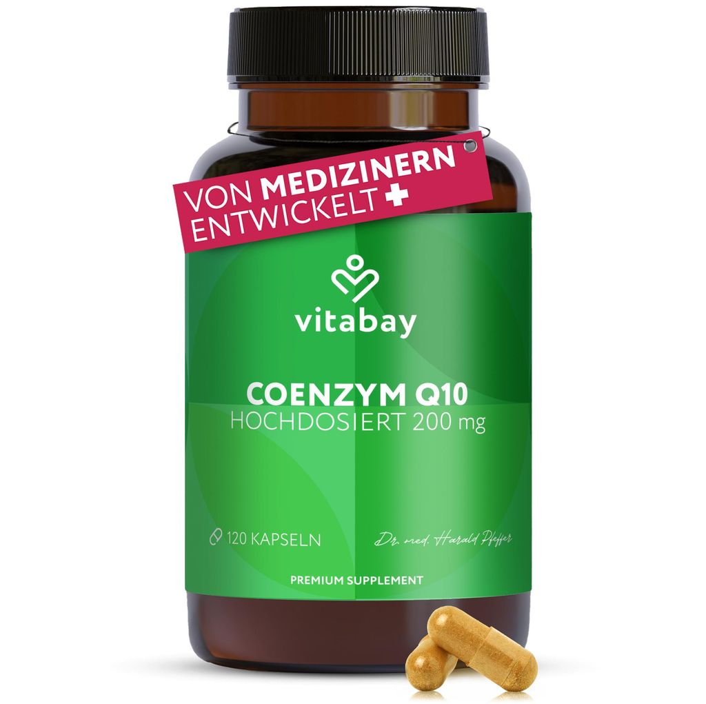 Vitabay Coenzym Q10 (Ubiquinon) 200 mg – 120 vegane Kapseln – hochdosiert, aus pflanzlicher Fermentation – ohne Zusatzstoffe – 2 Monate Vorrat