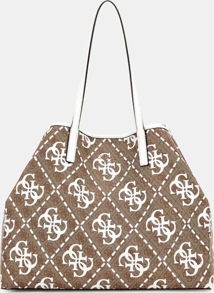 GUESS Damen Shopper Vikky Latte Logo/White Produktbild 