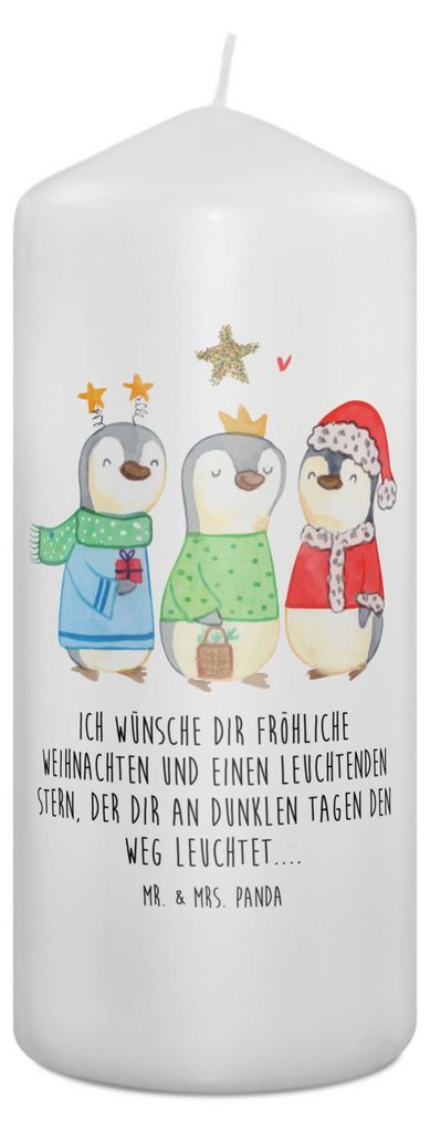 Mr. & Mrs. Panda Kerze Winterzeit Heilige drei Könige 19 x 8 cm - Weiß - Geschenk, Weihnachtsmann, Winter, Heiligabend, Weihnachten, Weihnachtsze...