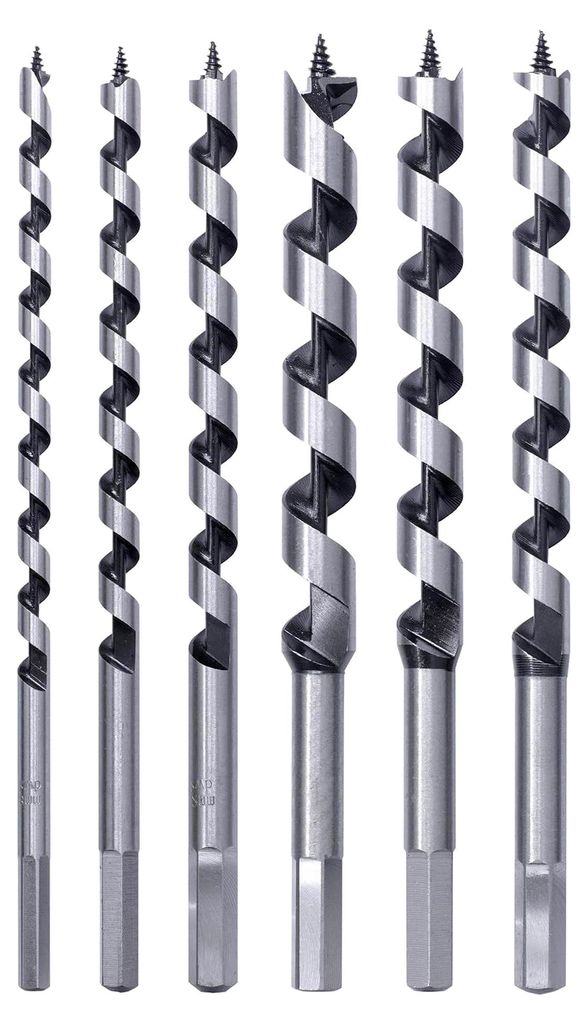 Schlangen-Bohrer Satz, 6-teiliges Holz-Bohrer Set 8-18 mm in Kunstoff-Koffer