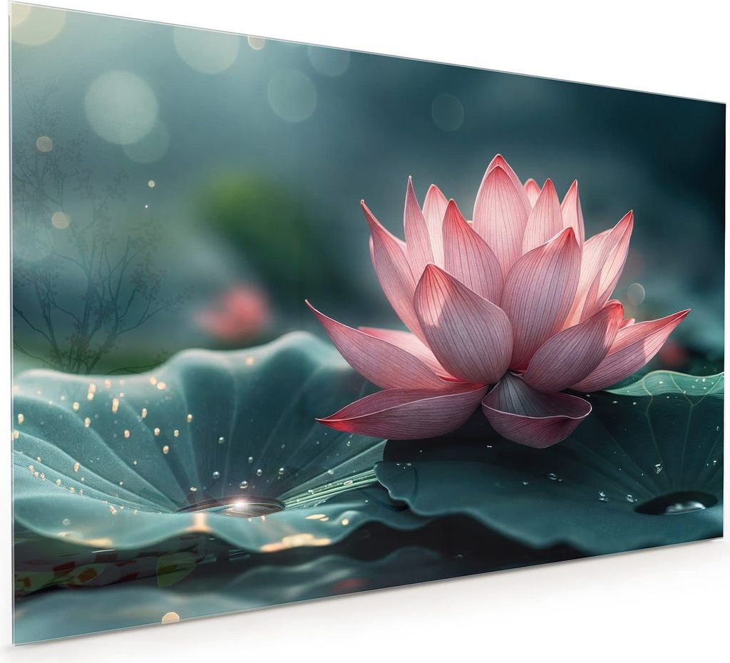 Küchenrückwand Spritzschutz Glas mit Motiv Lotuszauber 40 x 40 cm