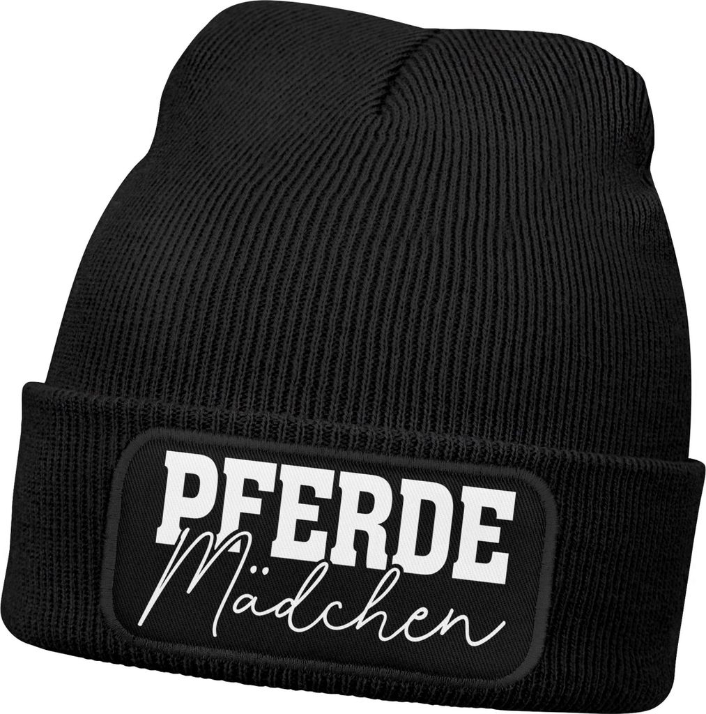 Damen Beanie mit Patch Strickmütze mit Spruch Pferdemädchen Produktbild 