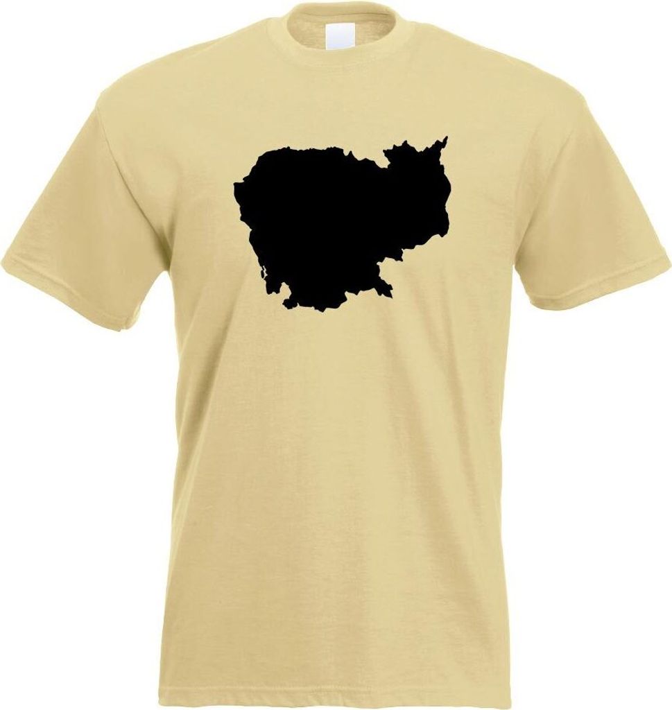 Kiwistar - T-Shirt - Khaki - Kambodscha Umriss Kontur Herren Funshirt Bedruckt Design Sprüche Spruch Motive - mit Motiv Bedruckt - Funshirt Design...