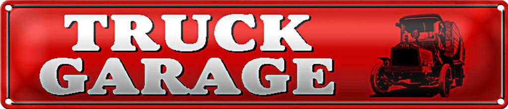 Blechschild Straßenschild 46x10cm Truck Garage LKW Dekoration