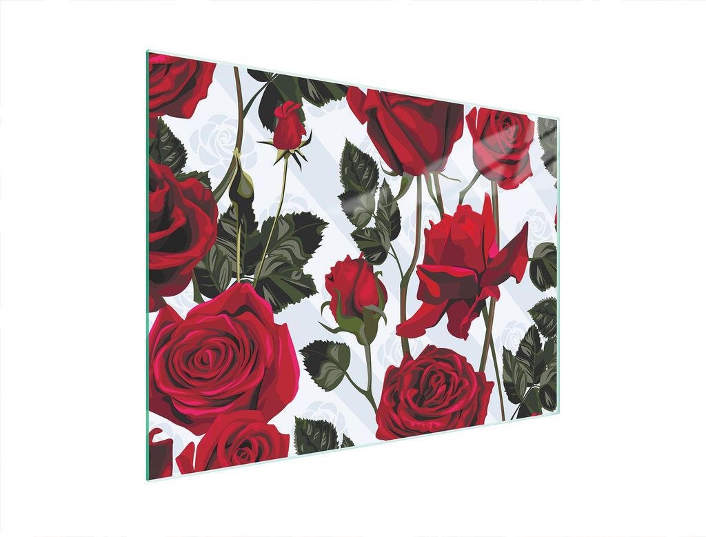 Schneidebrett aus Sicherheitsglas 40x30 cm mit Rosenmotiv, rutschfest, hygienisch und schnittfest