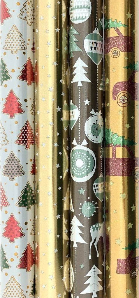 Christmasworld Geschenkpapier – Metallic-Weihnachtspapier, Geschenkpapier für Weihnachten K435 – 10 Meter x 70 cm, 3 Rollen