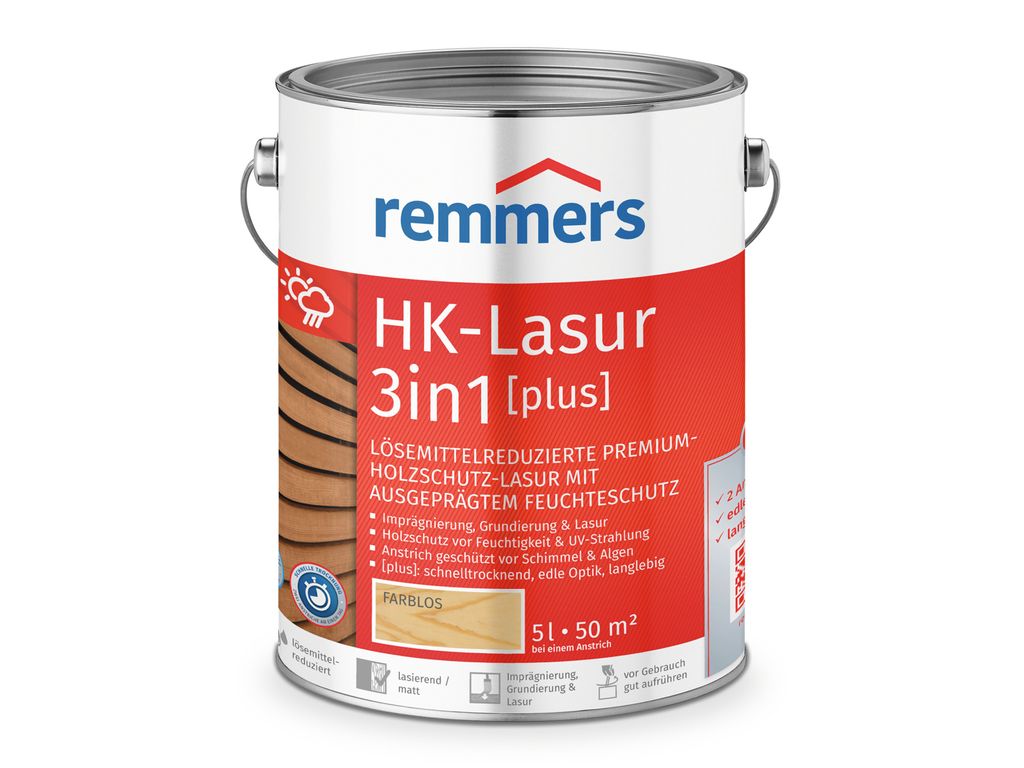 Remmers Aqua HK-Lasur 3in1 farblos 5 l, Holzlasur Produktbild 