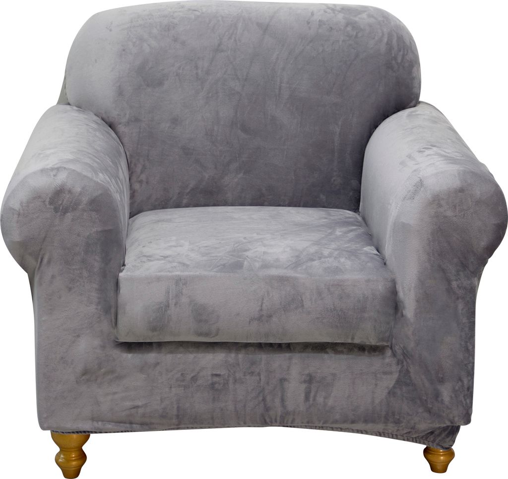 Samt Sofabezug & Kissenbezug Kit, Sofa Überzug Sitzkissenbezug Hussen Sofaschoner Sofasitzbezug, (2 Stück, Sofabezug*1+Kissenbezug*1, Grau)