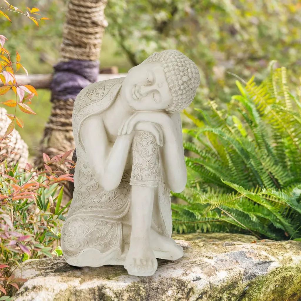 Statue Bouddha 61 cm en Magnésie - Objet Déco XXL Résistant Intempéries