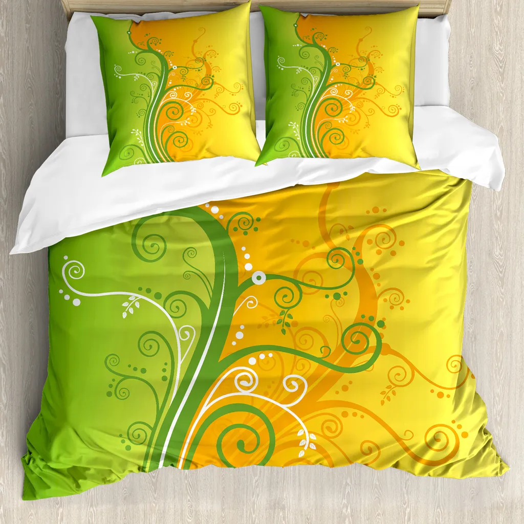 Set Copripiumino Moderno Floreale Verde Marigold 155x220 ABAKUHAUS