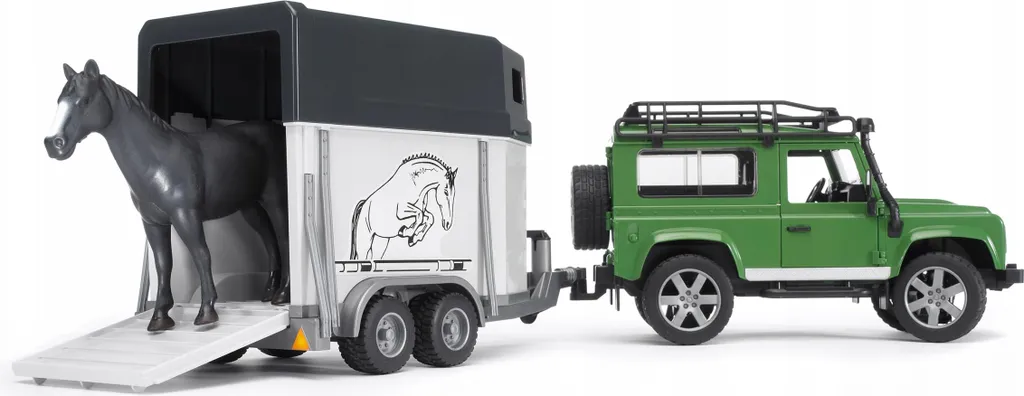 Voiture miniature Land Rover Defender avec van de transport pour cheval